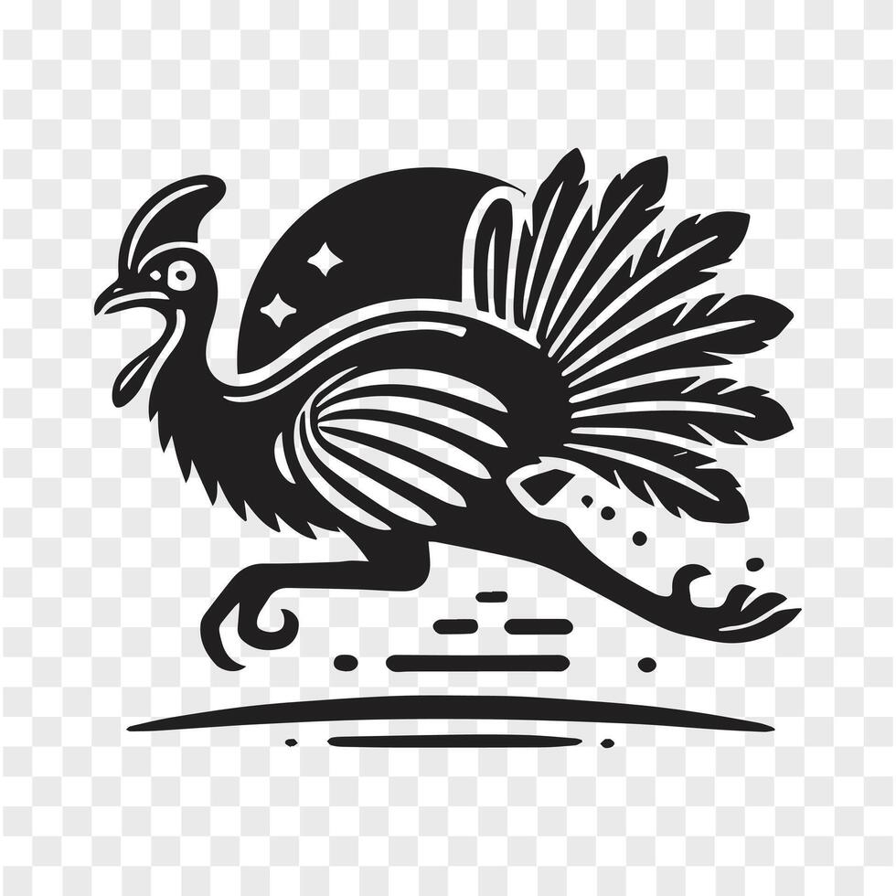 Fierce and Free Cassowary Silhouette vector