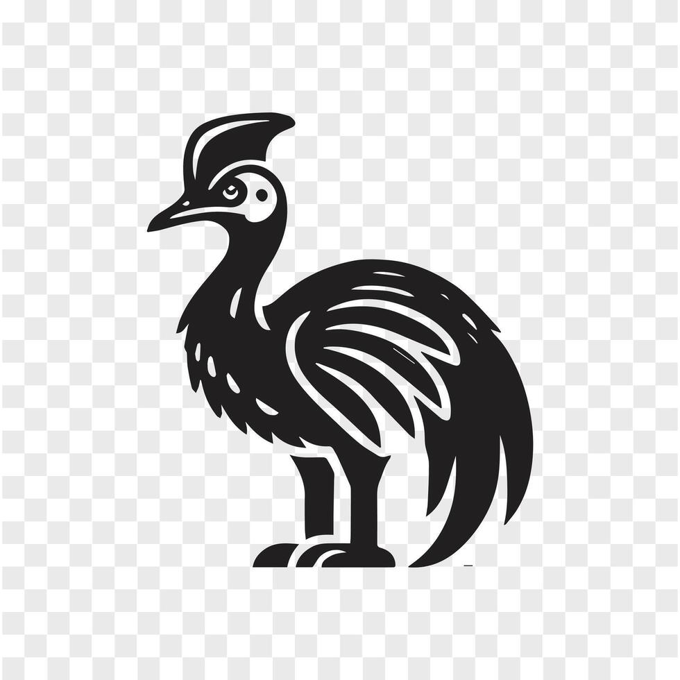 Cassowary and the Wild Silhouette Art vector