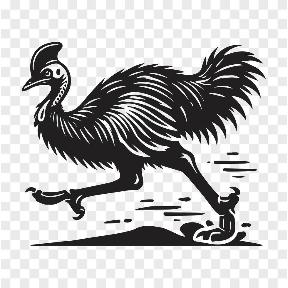 Majestic Stride Cassowary Silhouette The Stalwart Cassowary Silhouette Power vector