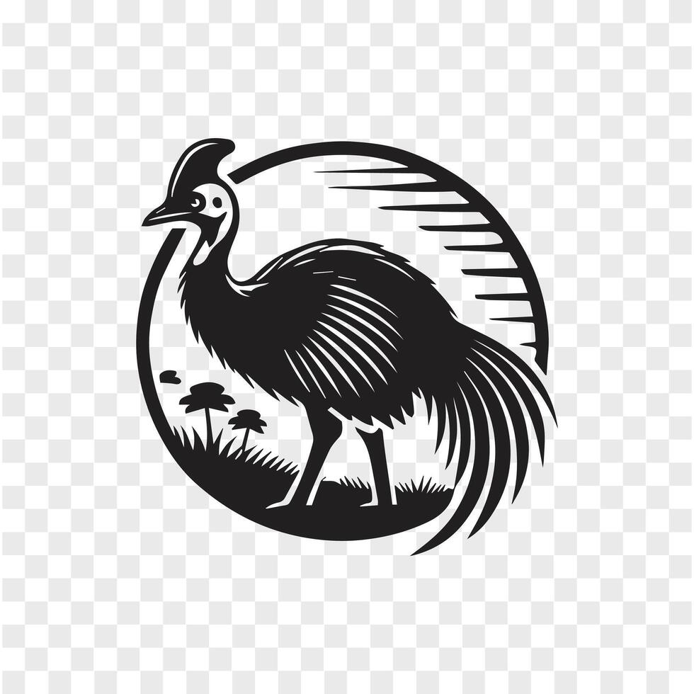 Graceful and Bold Cassowary Silhouette vector