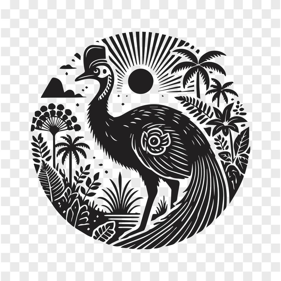 The Elegant Cassowary Silhouette Grace vector