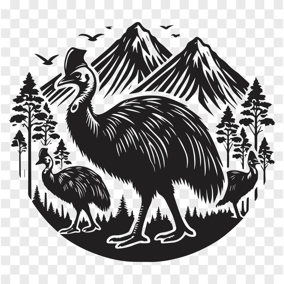 Cassowary Stride Silhouette of Strength vector