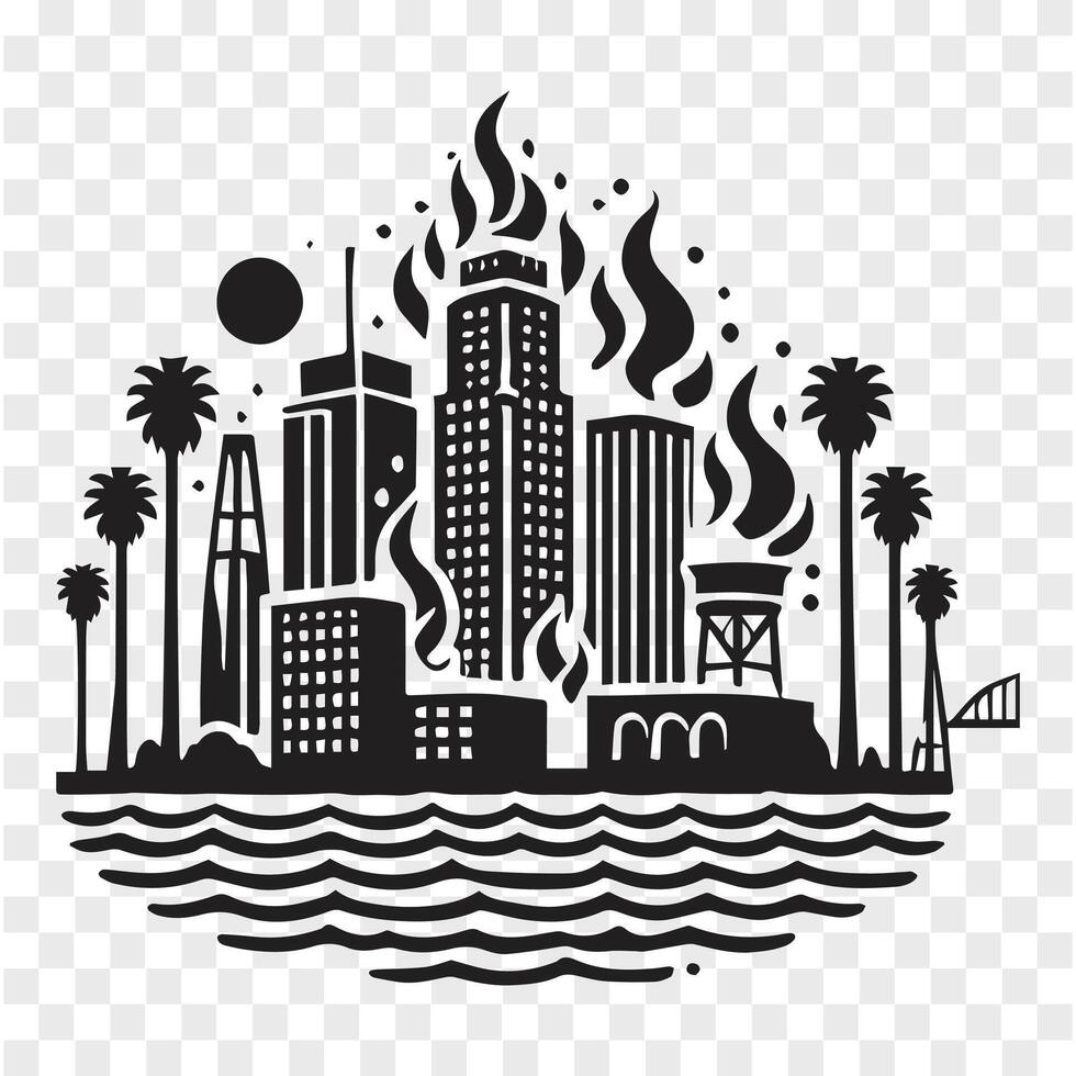 Inferno Nightfall LA Fire Silhouette vector