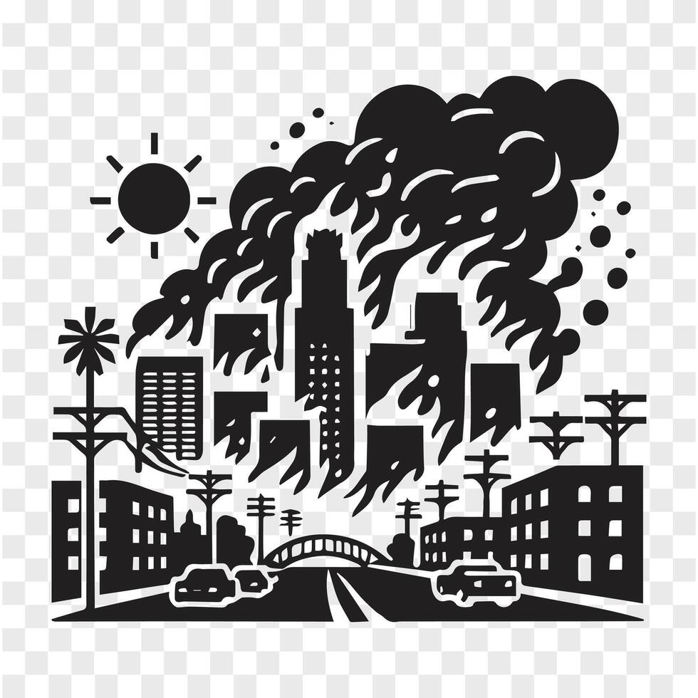 LA Blaze at Dusk Fire Silhouette vector
