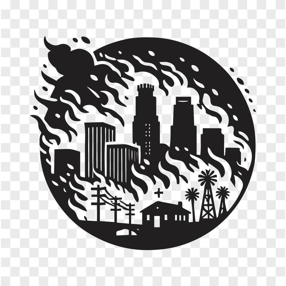 City Firefight Los Angeles Silhouette vector