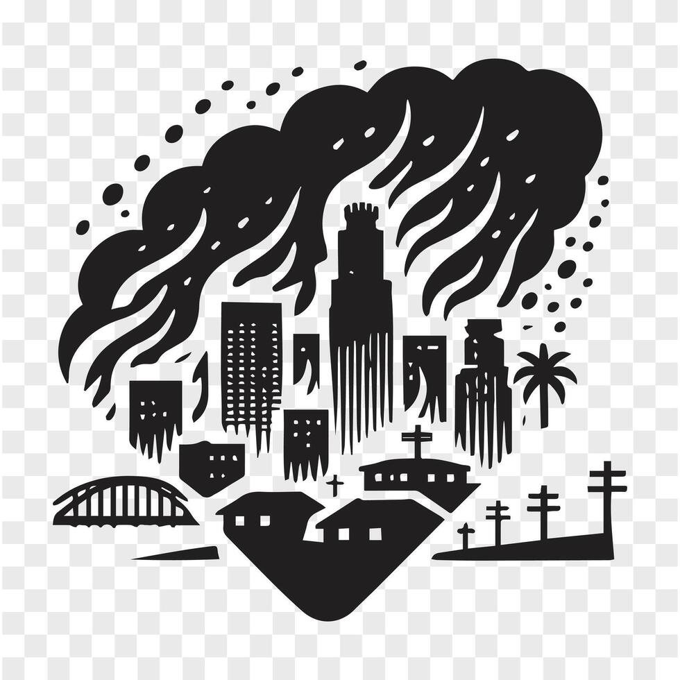 Fire Breaks Loose LA Silhouette vector