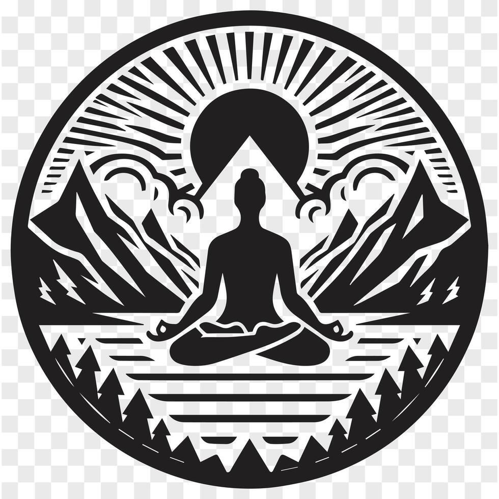 Meditative Heights Yoga Silhouette vector