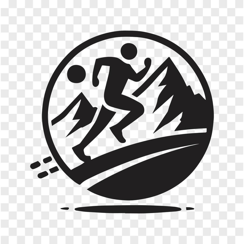 Trail Run Victory Man in Mountain Silhouette vector