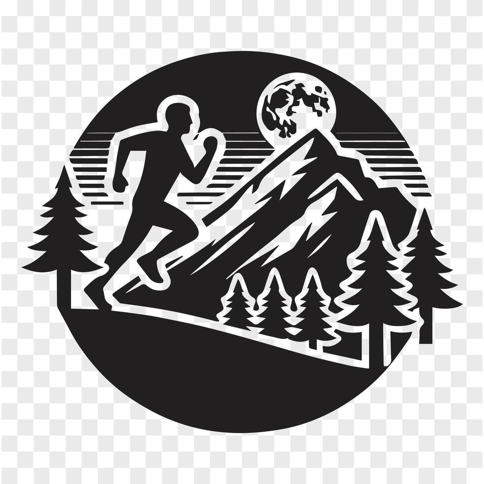 Mountain Challenge Running Silhouette vector