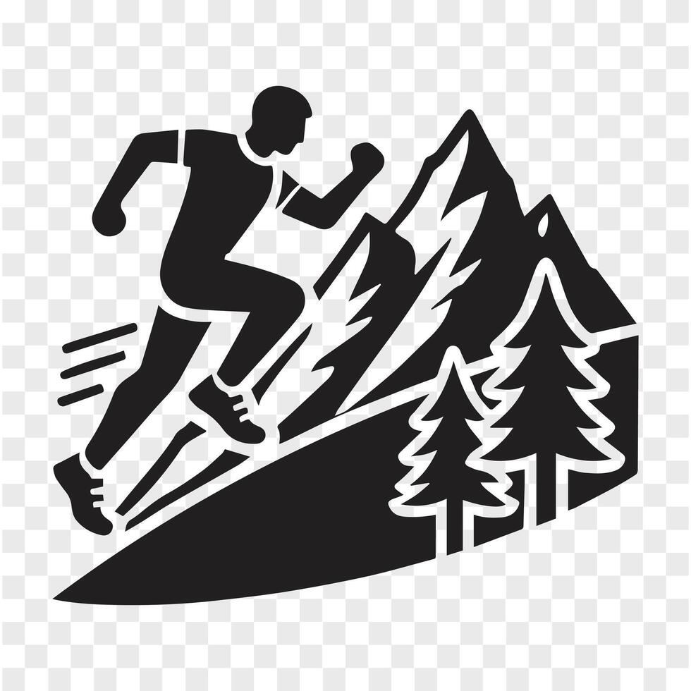 Endless Trail Running Man in Mountain vector
