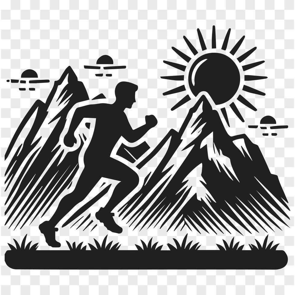 Running Free Mountain Silhouette vector
