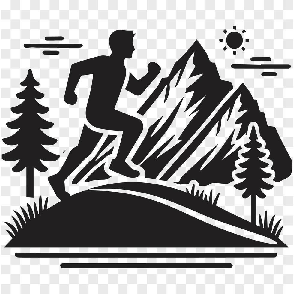 Mountain Miles Running Man Silhouette vector