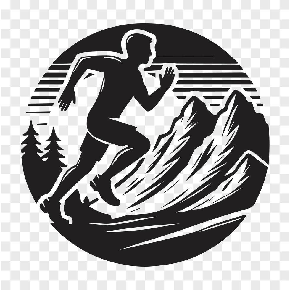 Chasing the Horizon Man Running in Silhouette vector
