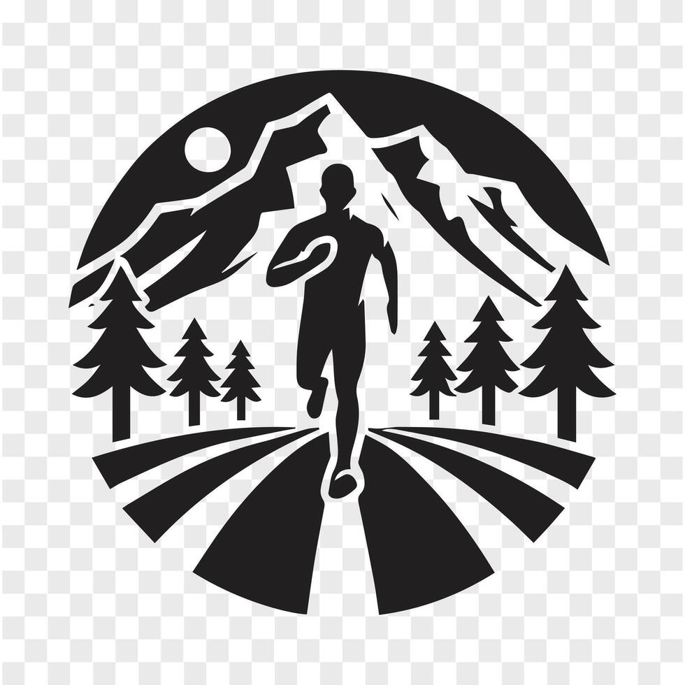Trail Runner Mountain Silhouette vector