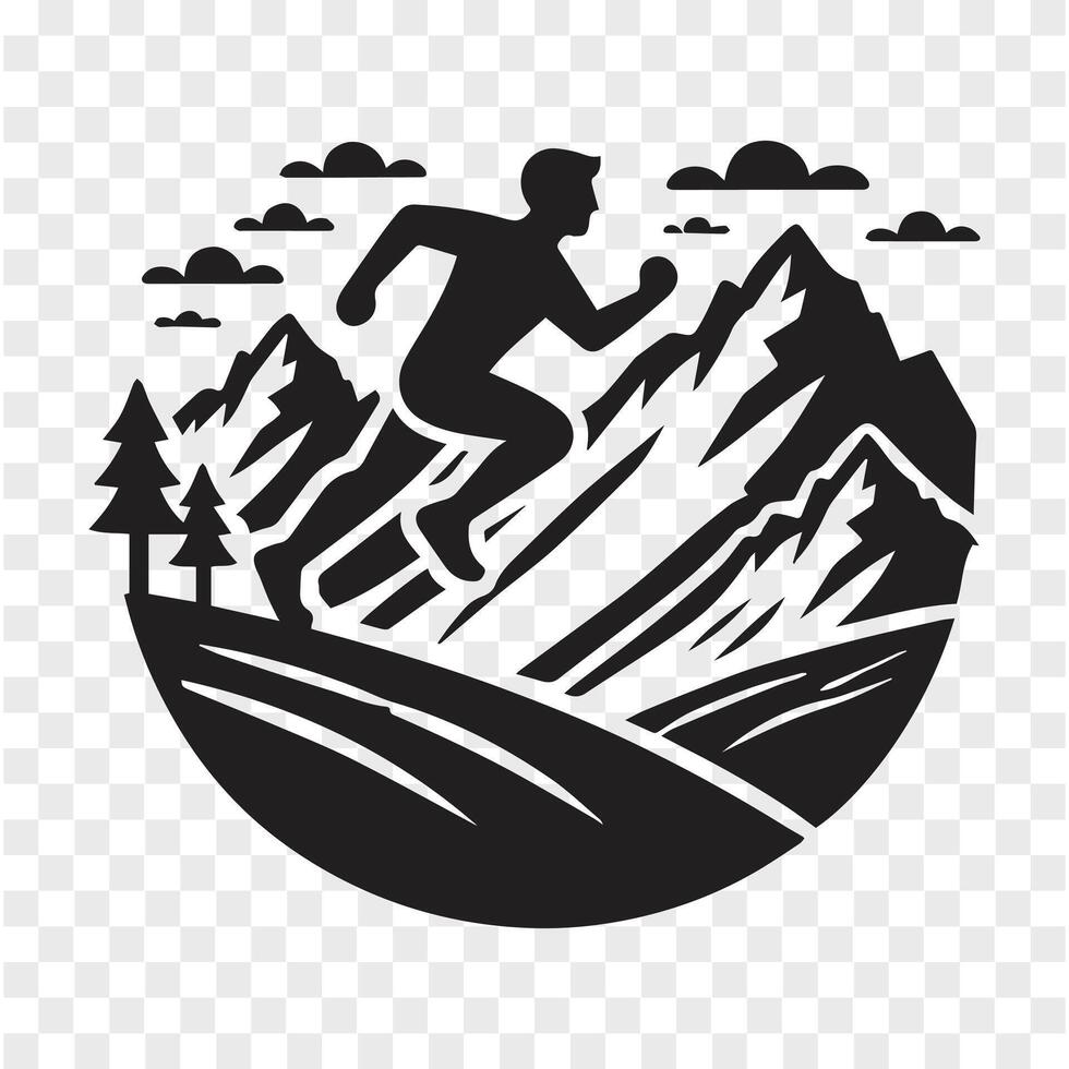Race to the Summit Man Running in the Mountains vector