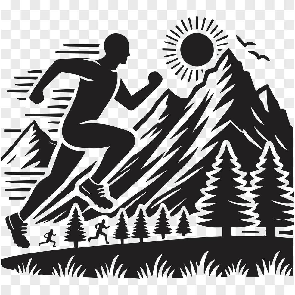 Mountain Sprint Running Man in Action vector