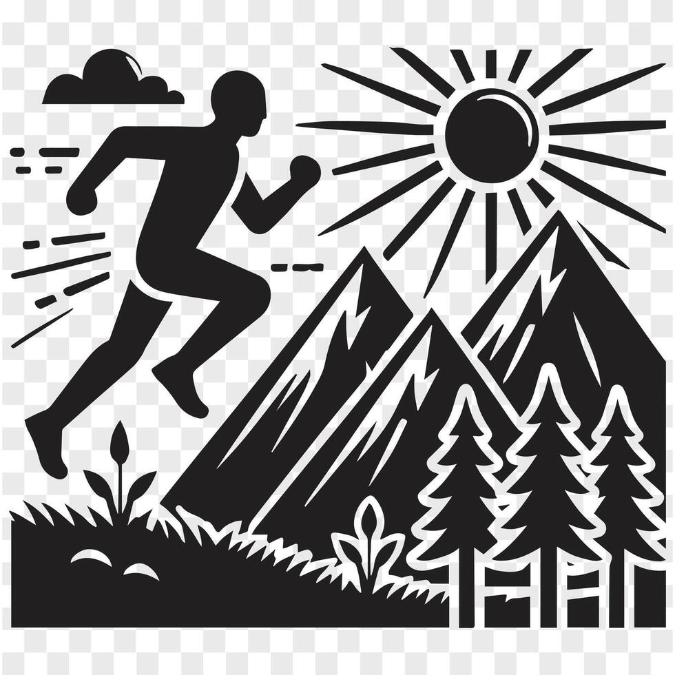 Peak Performance Running Man in Silhouette vector