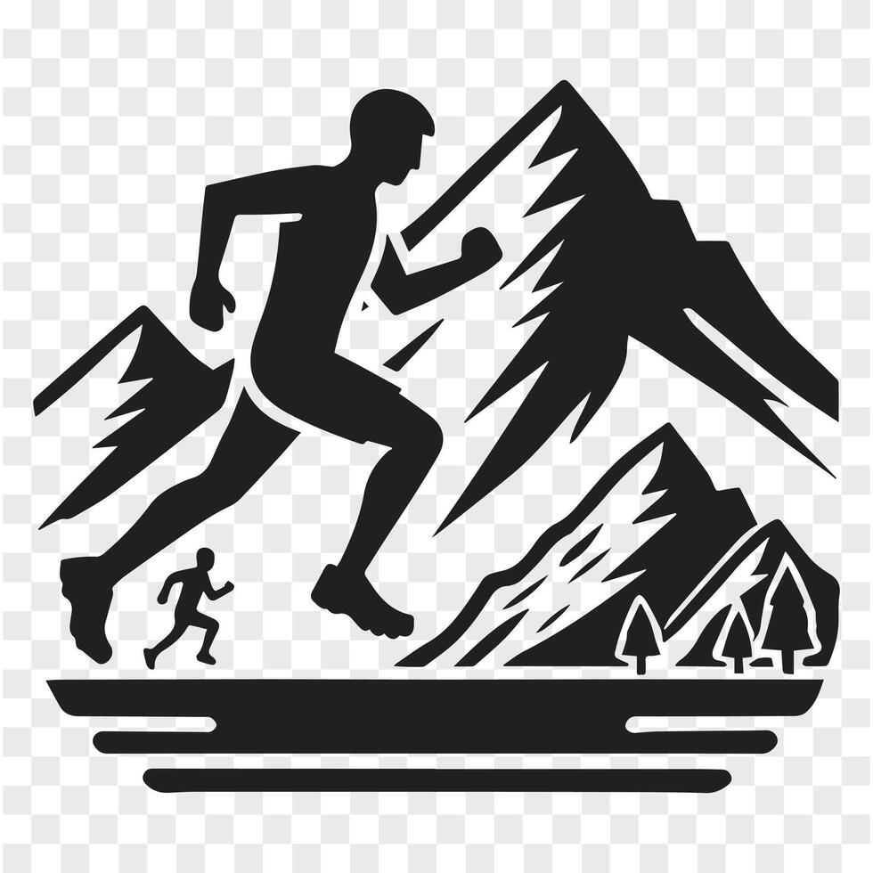 Climbing to Victory Running Man in the Mountains vector