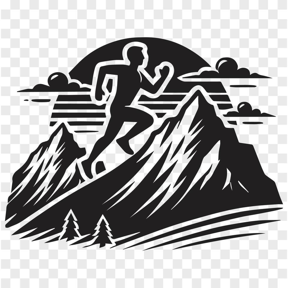 Summit Sprint Running Man Silhouette vector