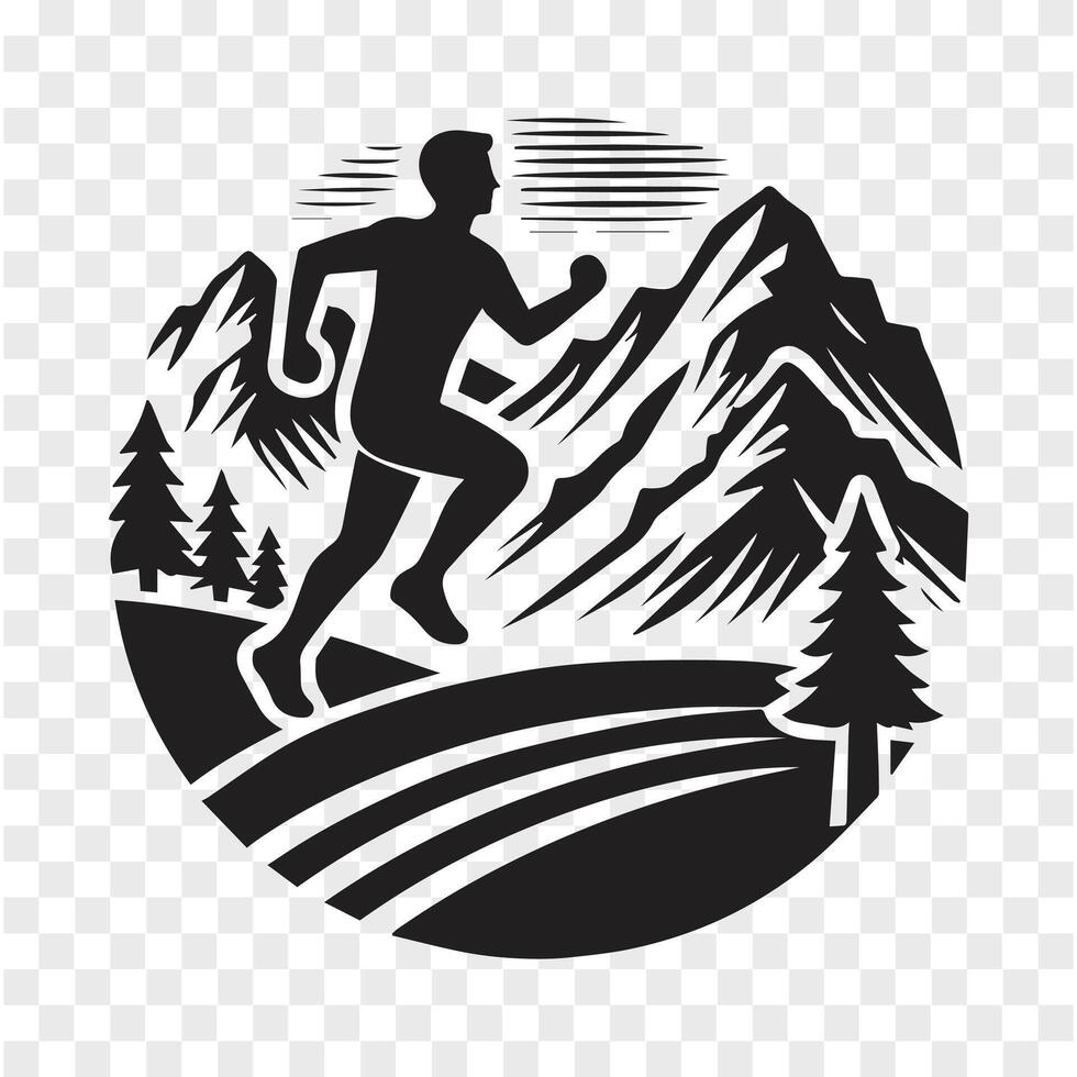 Trailblazer Running Man in Mountain Silhouette vector