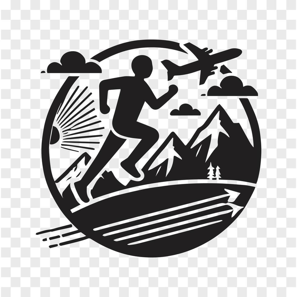 Pushing the Limits Running in the Mountains vector