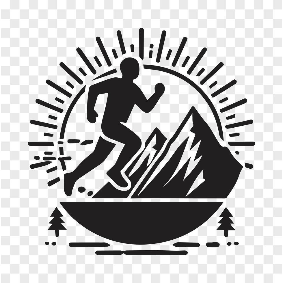 Chasing Peaks Running Man Silhouette vector