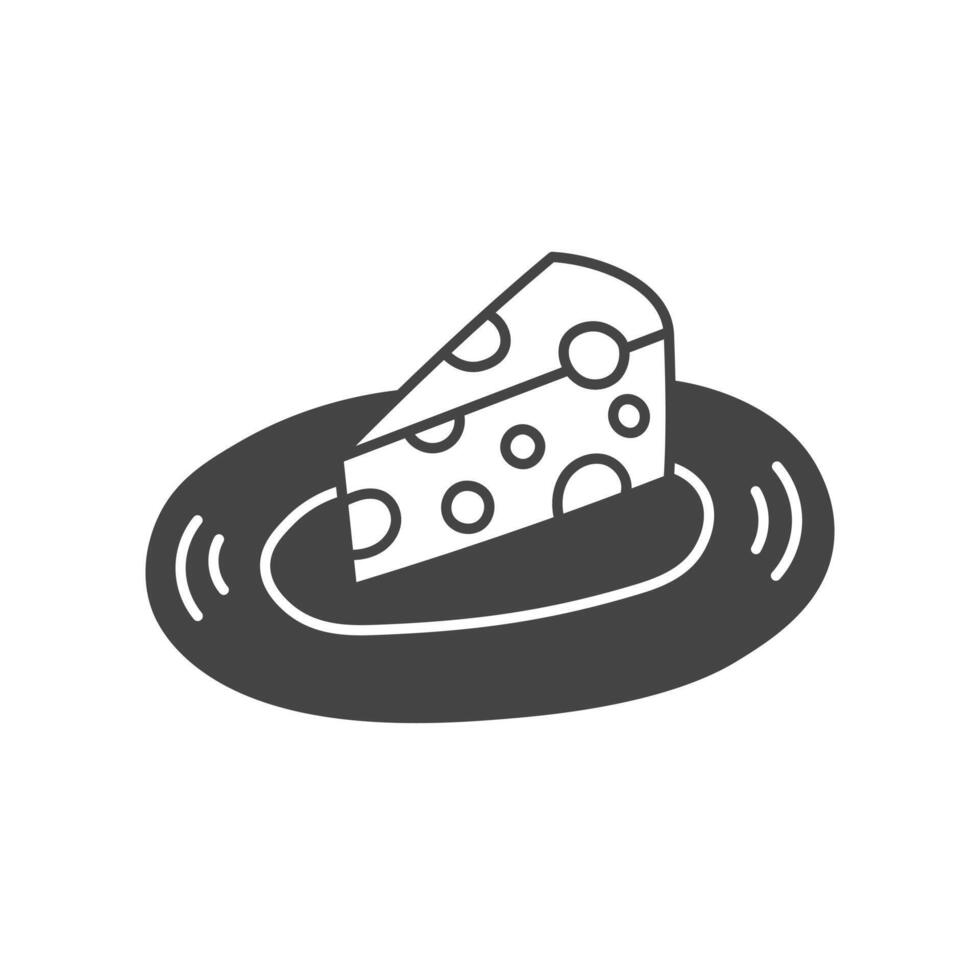 Piece of Cheese on Plate Icon vector