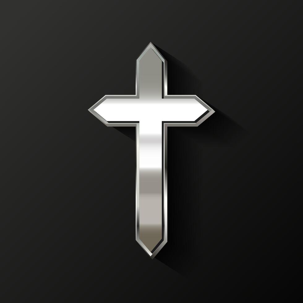 Religious background with modern metallic cross design vector