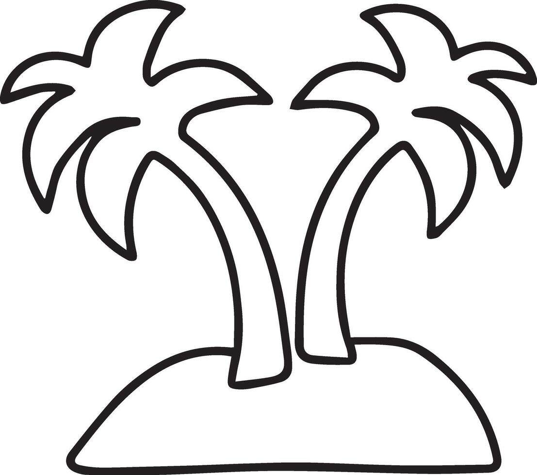 Palm trees on an island coloring page illustration vector