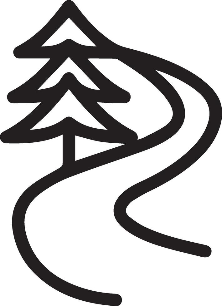 A black and white image of a road with a tree vector