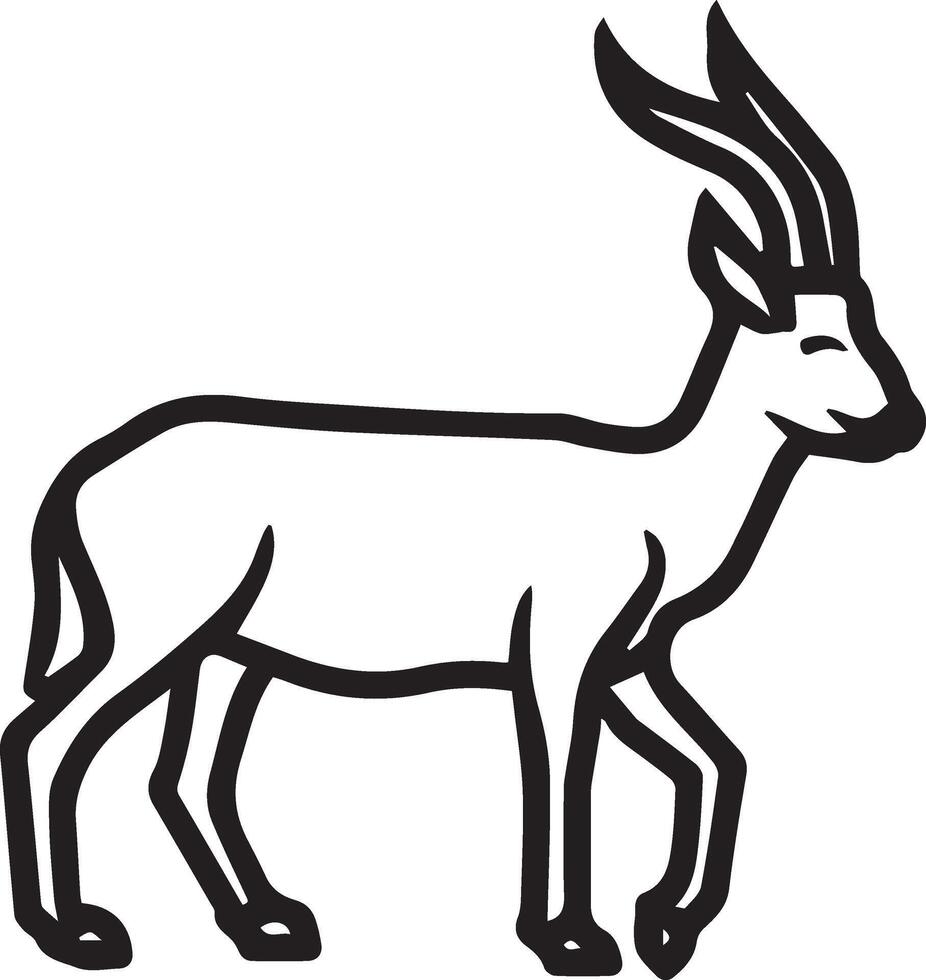 An image of a black and white drawing of a gazelle vector