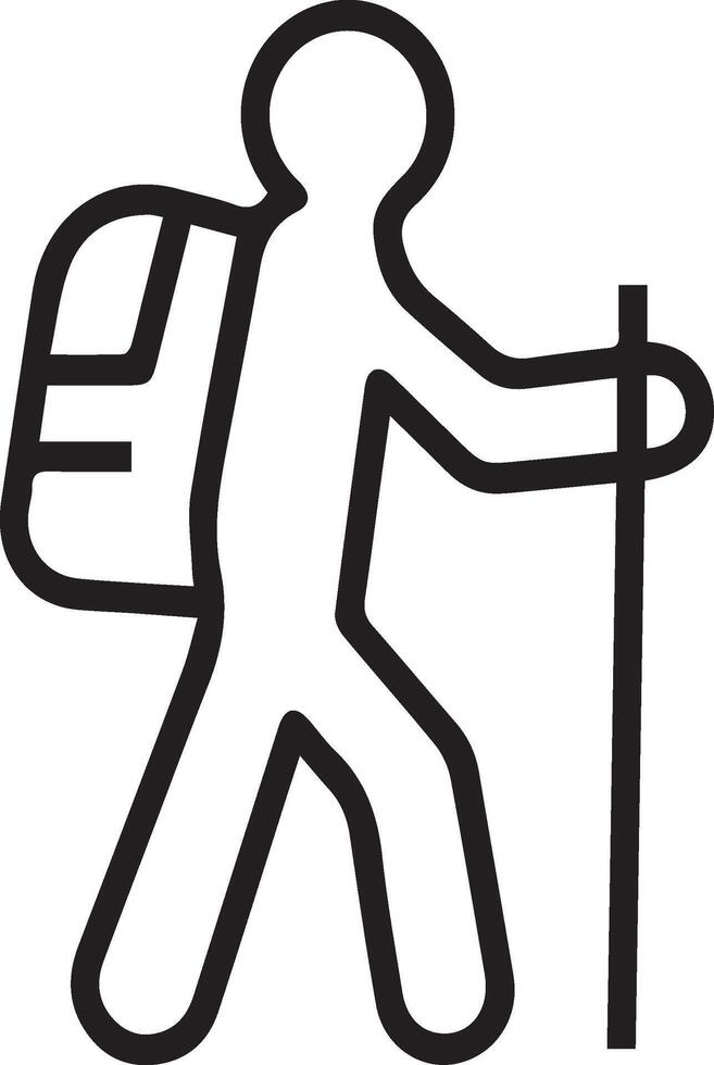 A black and white outline of a person with a backpack vector