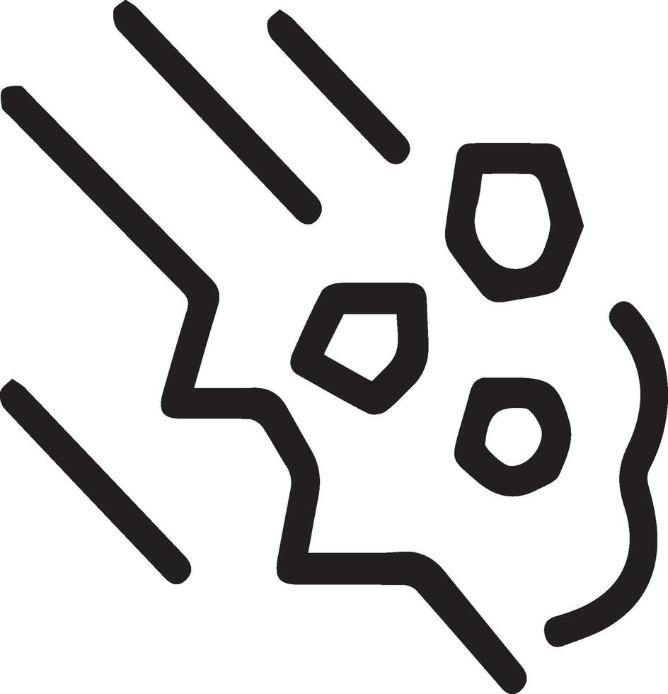 A black and white icon of a rock falling vector