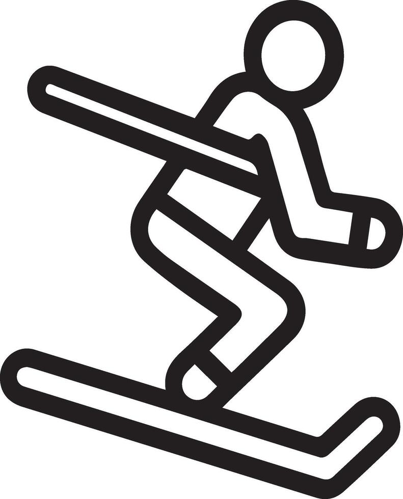 A black white illustration of a skier on a slope clipart vector