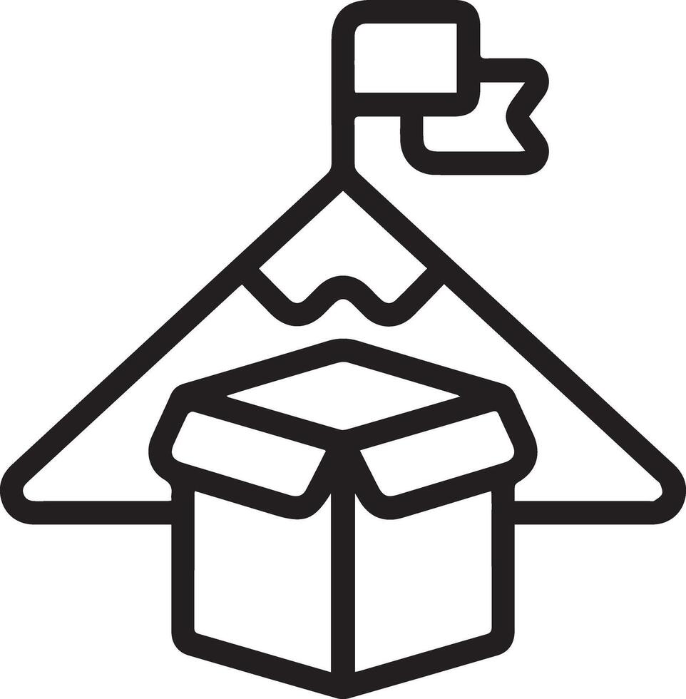 A mountain with a box and flag on top vector