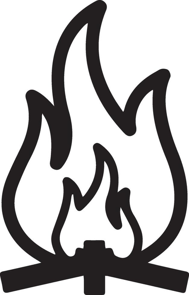 A black and white image of a campfire vector
