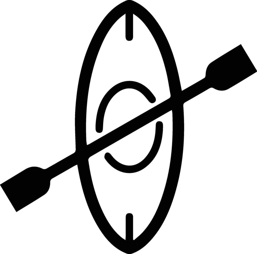 A black and white image of a canoe with paddles vector
