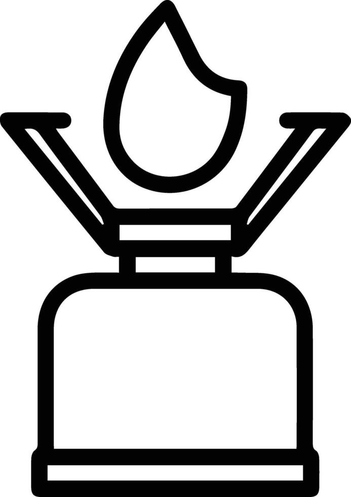 Black and white icon of a lit portable stove vector