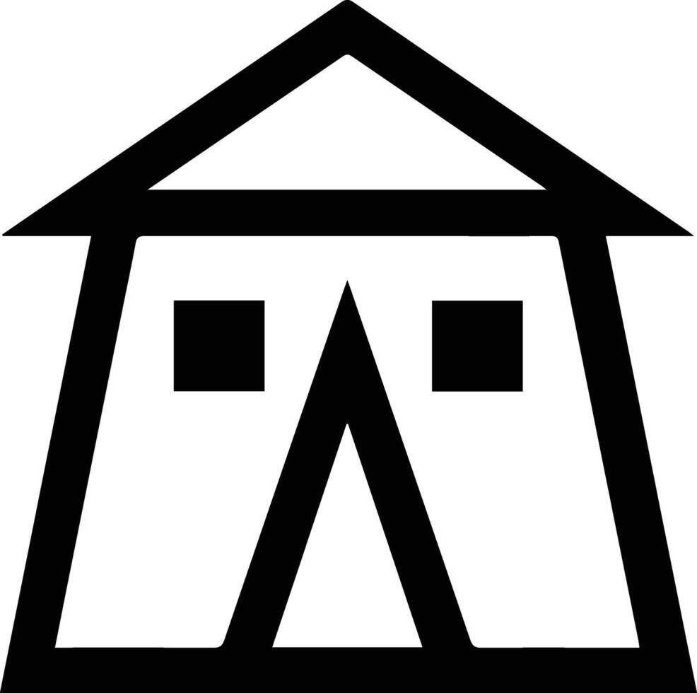 A black and white tent with a triangle on top vector