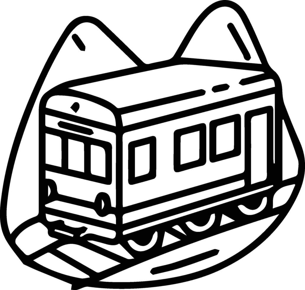 A train is traveling down the tracks in a line vector