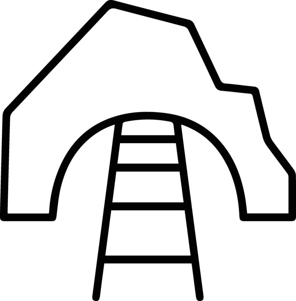 train tracks into the tunnel outline illustration vector