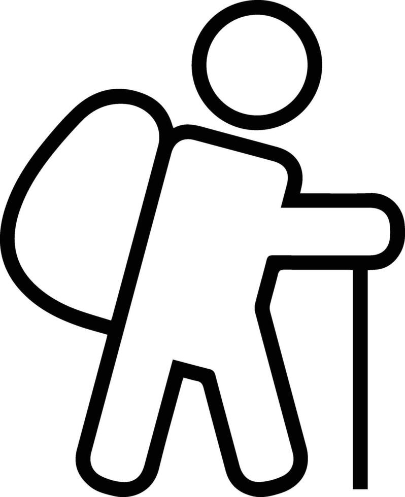 Hiker icon outline illustration black and white vector