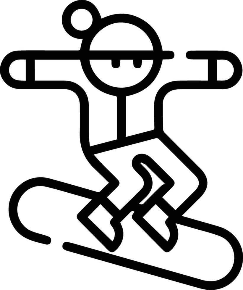 Snowboarder icon outline illustration black and white vector