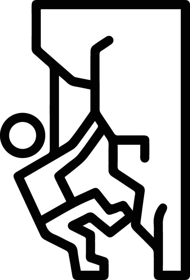 A black and white drawing of a man climbing up a wall vector