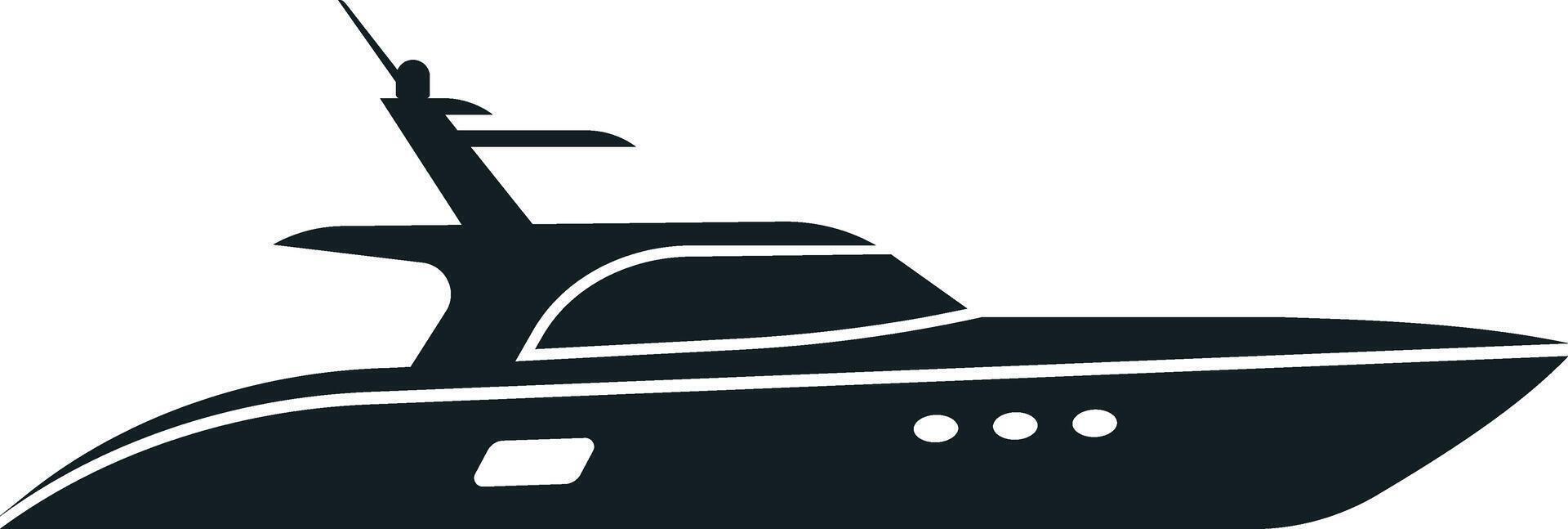 Silhouette of a modern yacht sailing on calm sea, perfect for representing luxury, travel, and leisure activities, simple and elegant graphic vector
