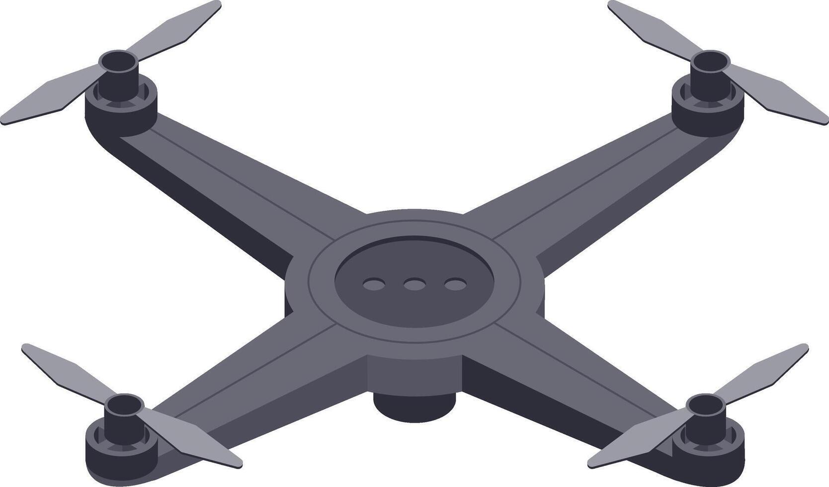 Illustration of a sleek quadcopter drone featuring four propellers. Designed for aerial photography and videography, showcasing advanced technology and innovation in unmanned aerial vehicles vector