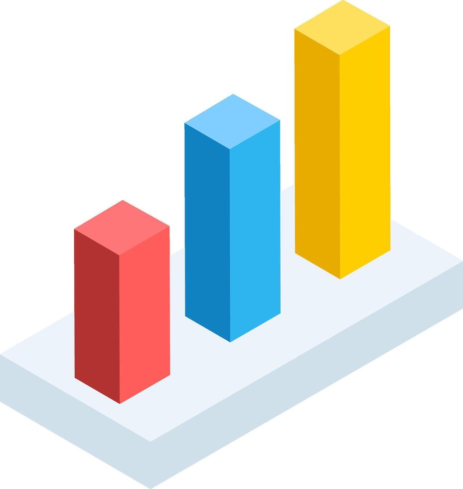 Three dimensional bar graph with colorful bars indicating increasing values, representing a positive growth trend in business or financial data vector