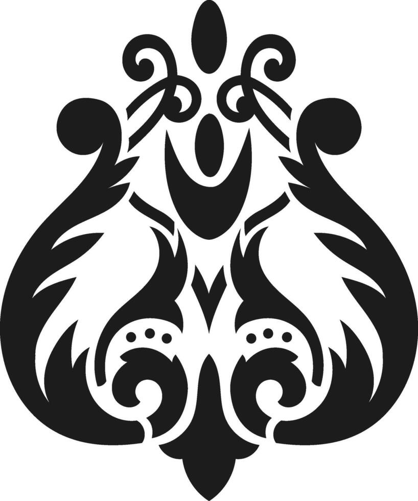 Symmetrical black and white floral damask pattern forming an elegant and sophisticated design, ideal for luxury branding, invitations, or decorative elements vector