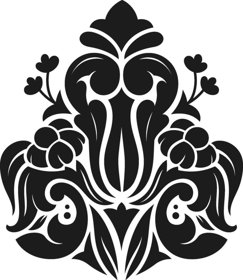 Intricate black floral design featuring symmetrical patterns and stylized botanical elements. Elegant curves and detailed motifs create a decorative and artistic visual appeal vector