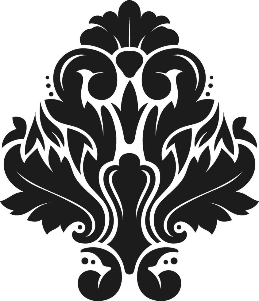 This sophisticated damask design showcases intricate details and symmetrical composition, creating a timeless and luxurious aesthetic perfect for various design applications vector